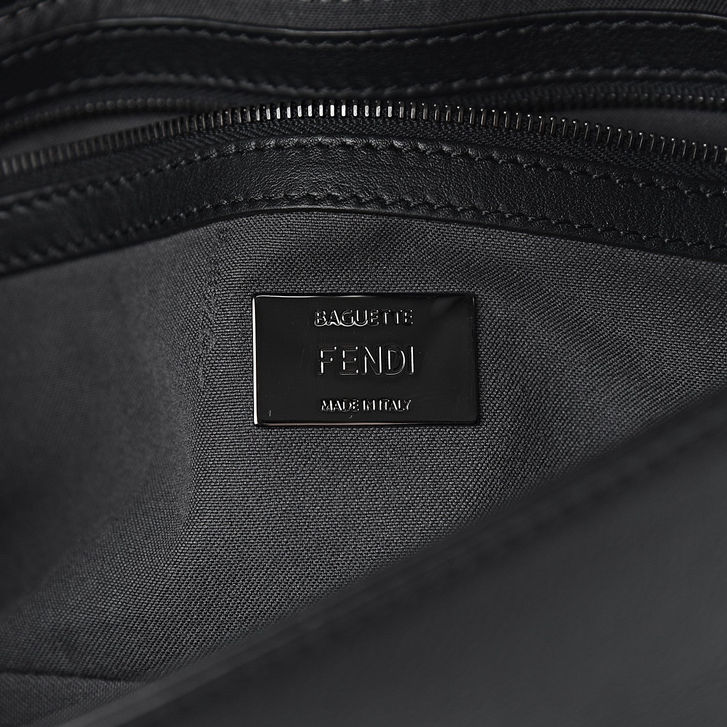 Fendi Vitello Dolce Lace Up Baguette Black 6 of 14