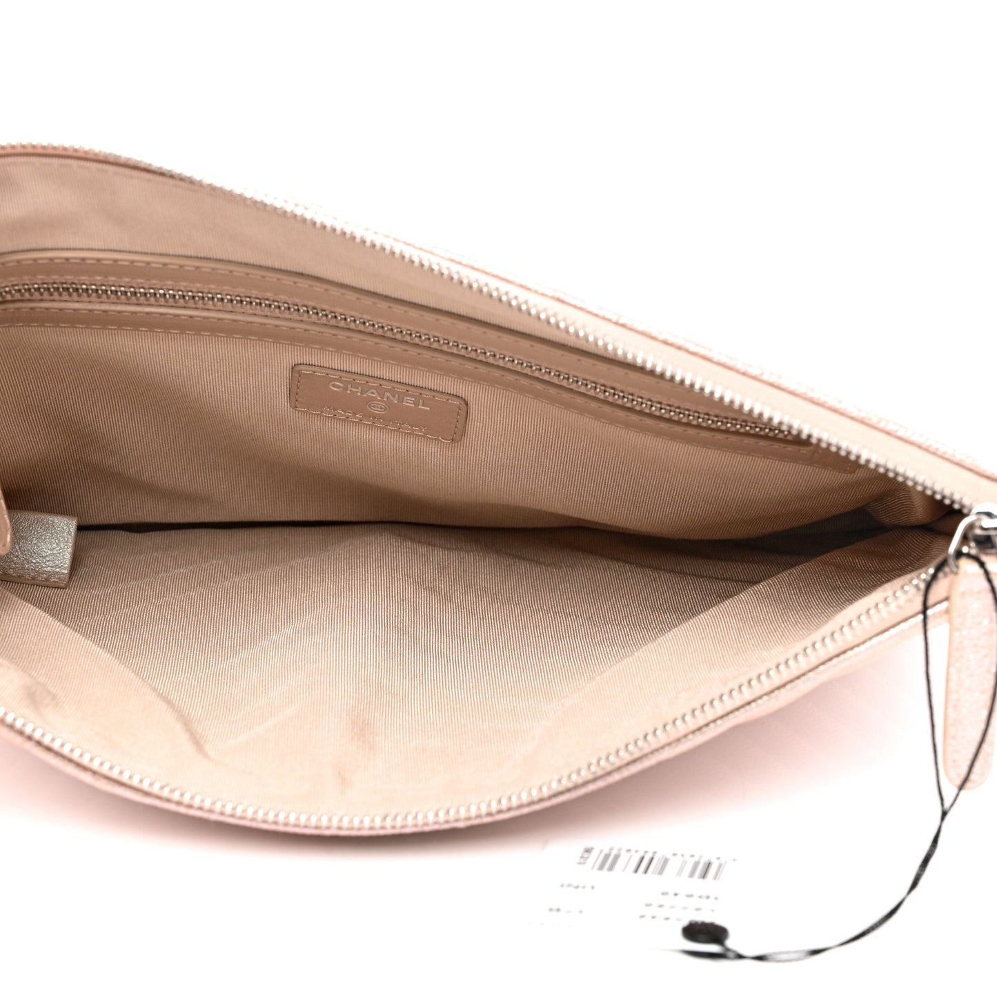 Iridescent Caviar Chevron Quilted Medium Cosmetic Case Light Gold