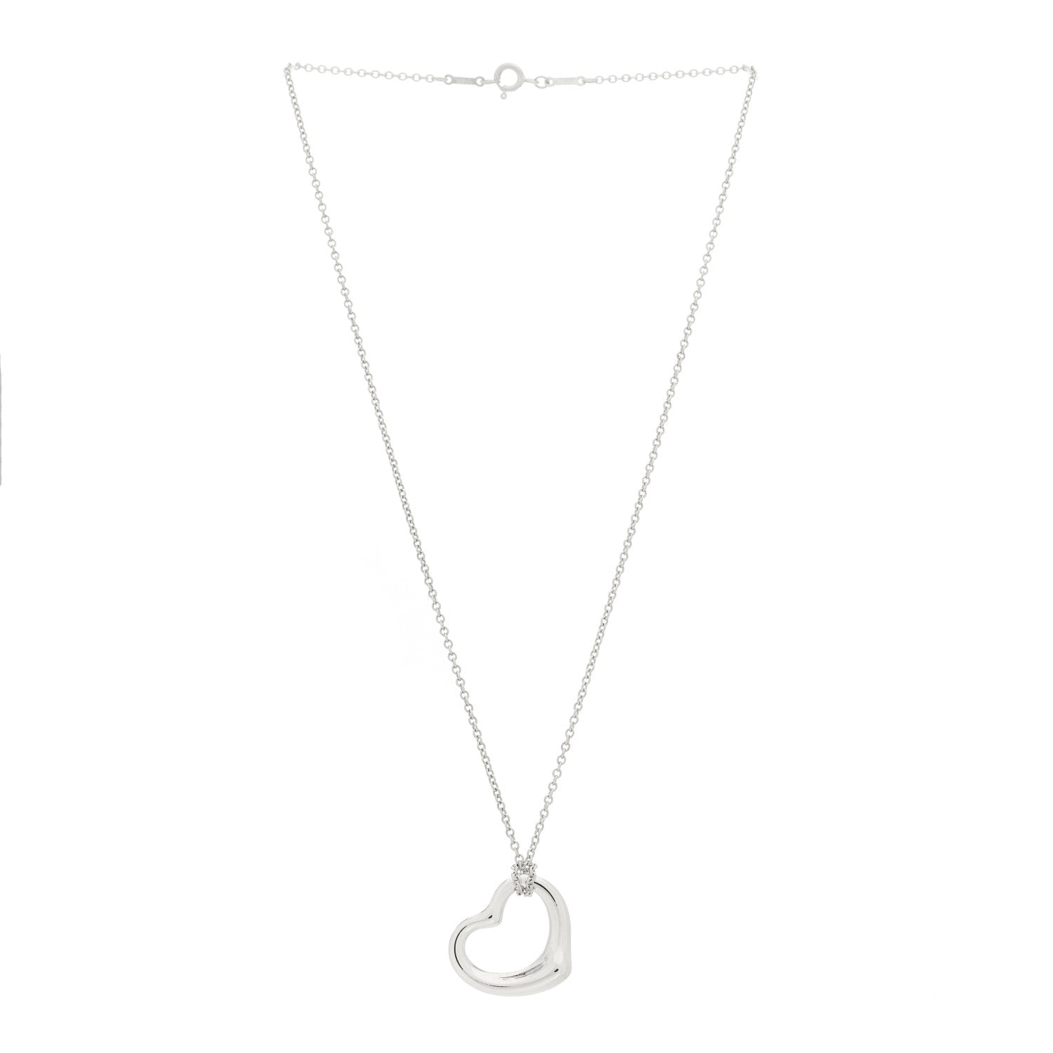 Tiffany Sterling Silver 22mm Elsa Peretti Open Heart Pendant Necklace 3 of 5