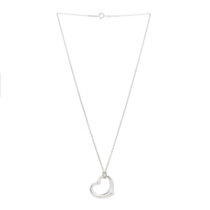 Tiffany Sterling Silver 22mm Elsa Peretti Open Heart Pendant Necklace 3 of 5