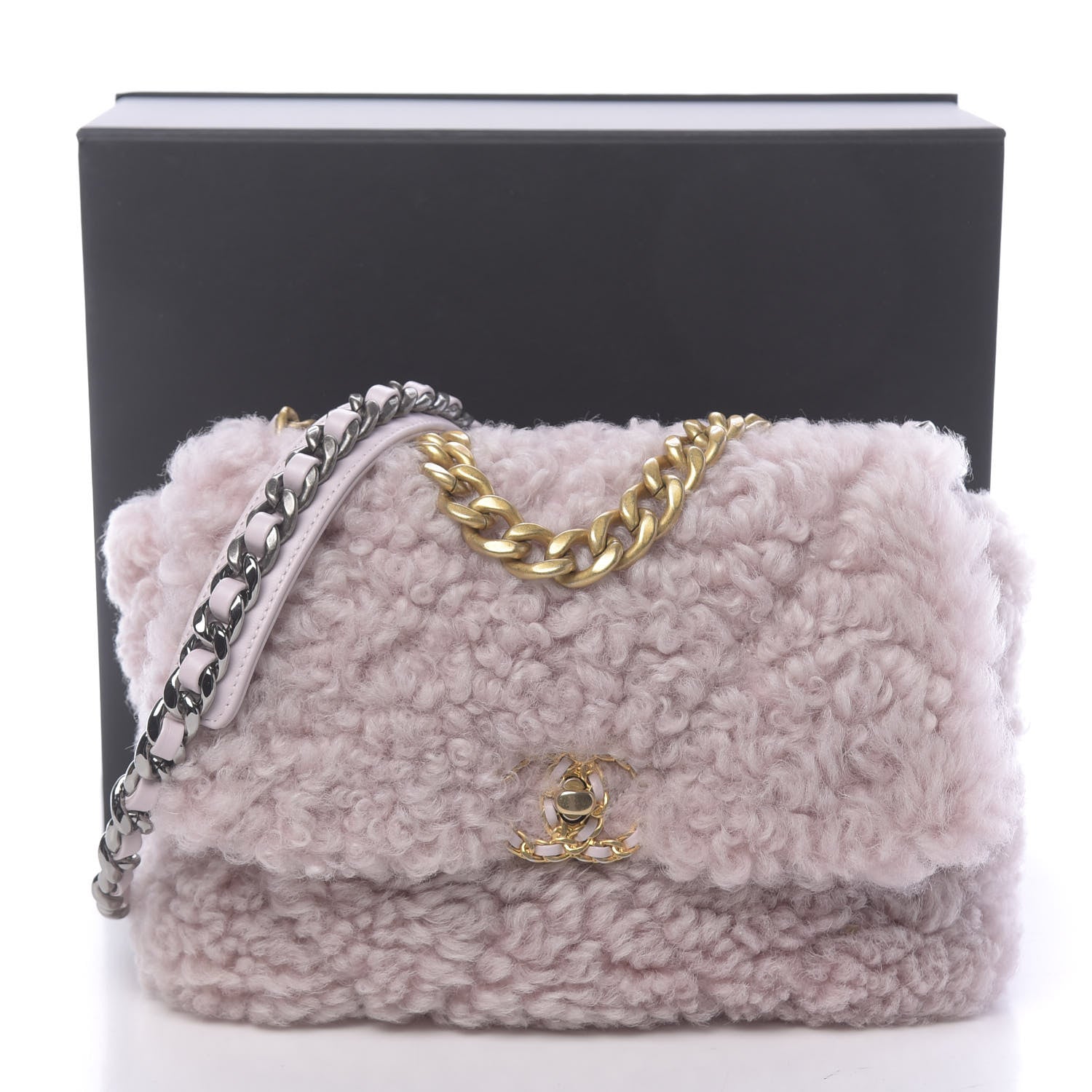 Chanel Shearling Sheepskin Medium 19 Flap Light Pink 11 of 11