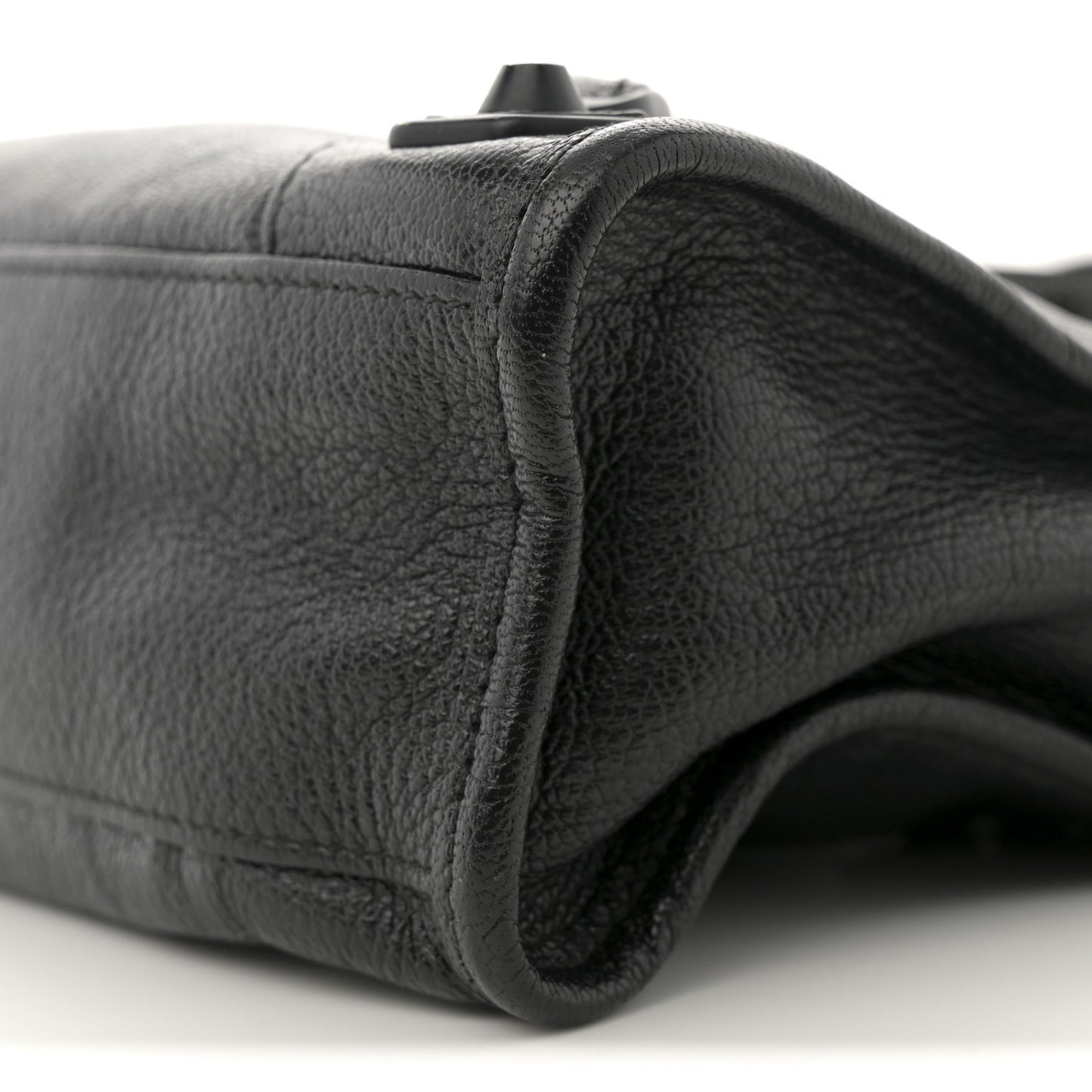Shiny Goatskin Matte Black Metallic Edge Hardware Mini City Black