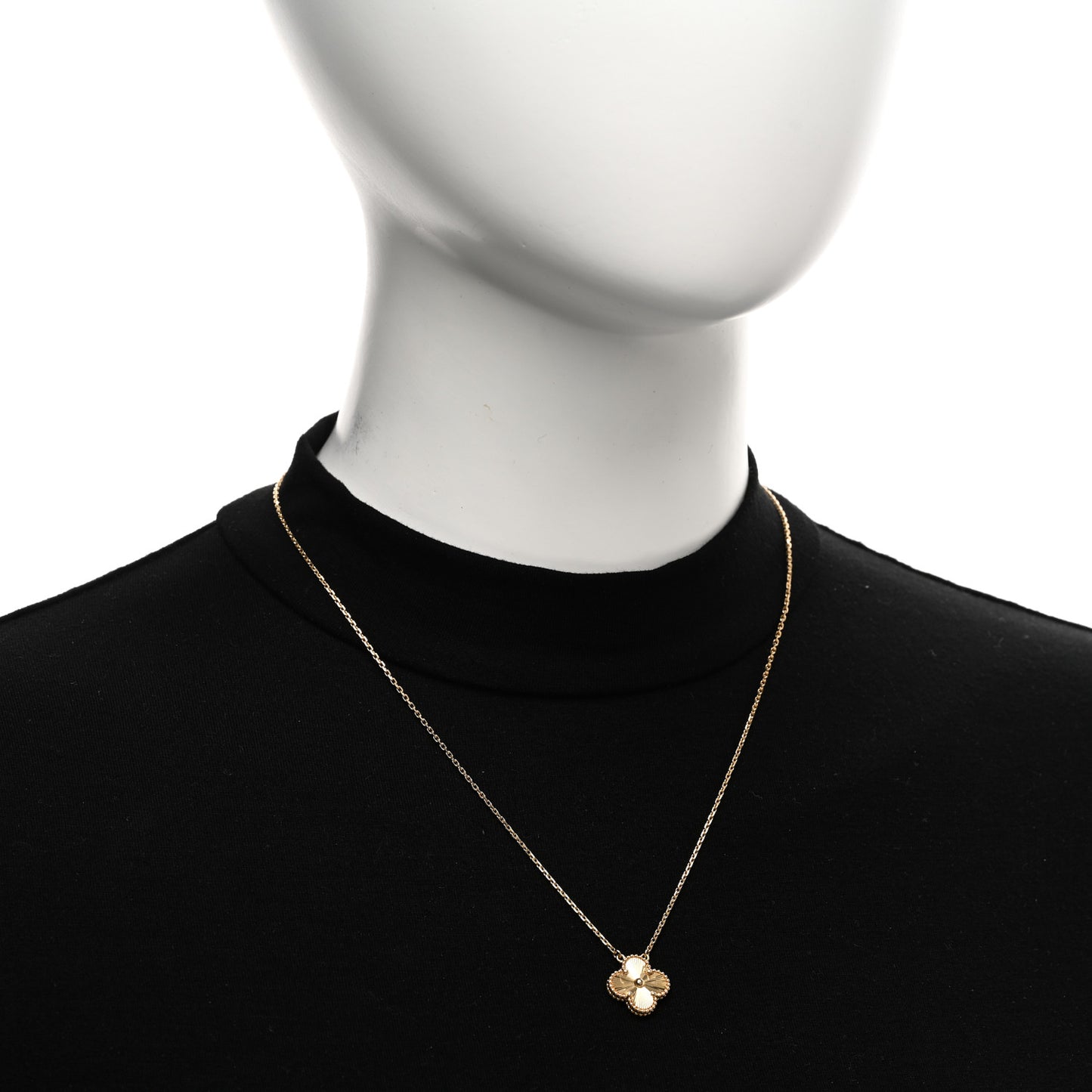18K Yellow Gold Guilloché Vintage Alhambra Pendant Necklace