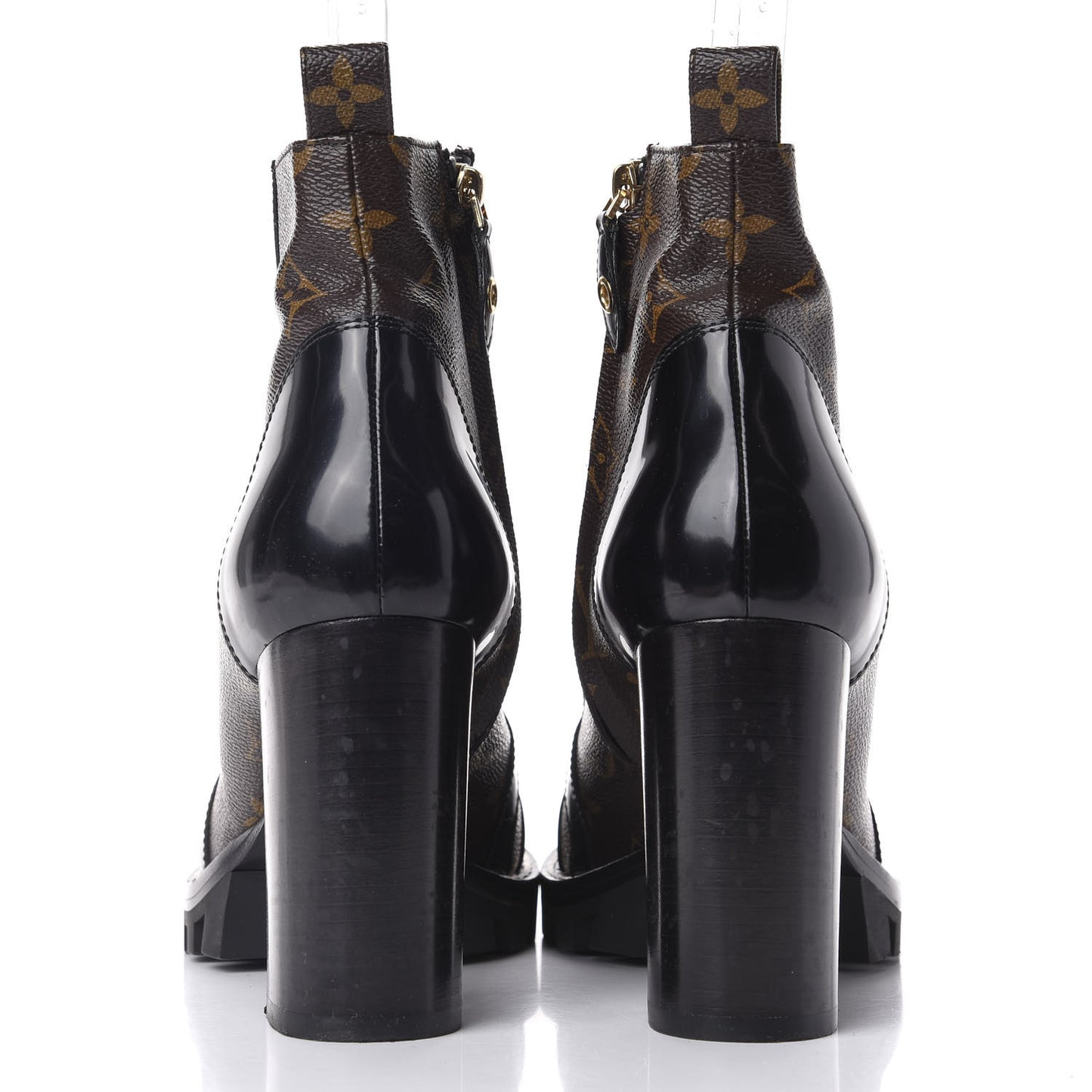 Patent Calfskin Monogram Star Trail Ankle Boots 40 Black