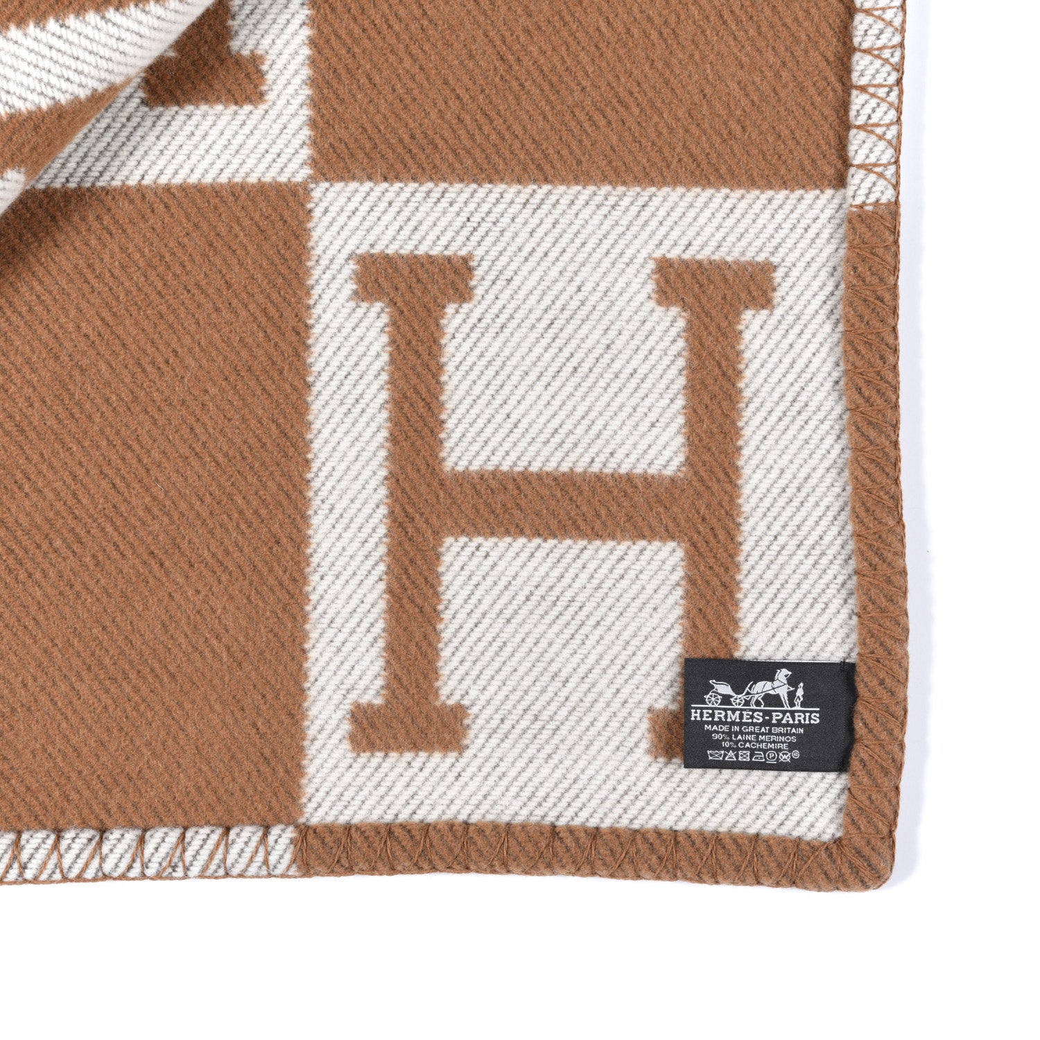 Hermes Wool Cashmere Avalon Blanket Ecru Camel 3 of 3