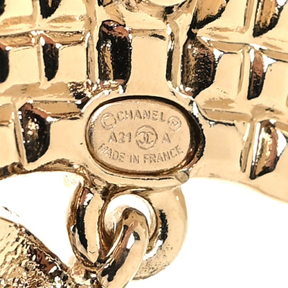 Chanel Crystal CC Crown Drop Earrings Gold 4 of 5