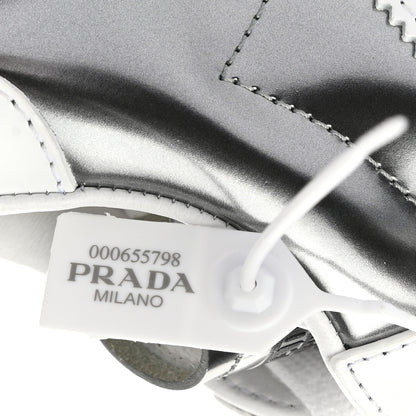 Prada X ADIDAS Brushed Calfskin Logo Mens Superstar Sneakers 8.5 Silver White 6 of 9