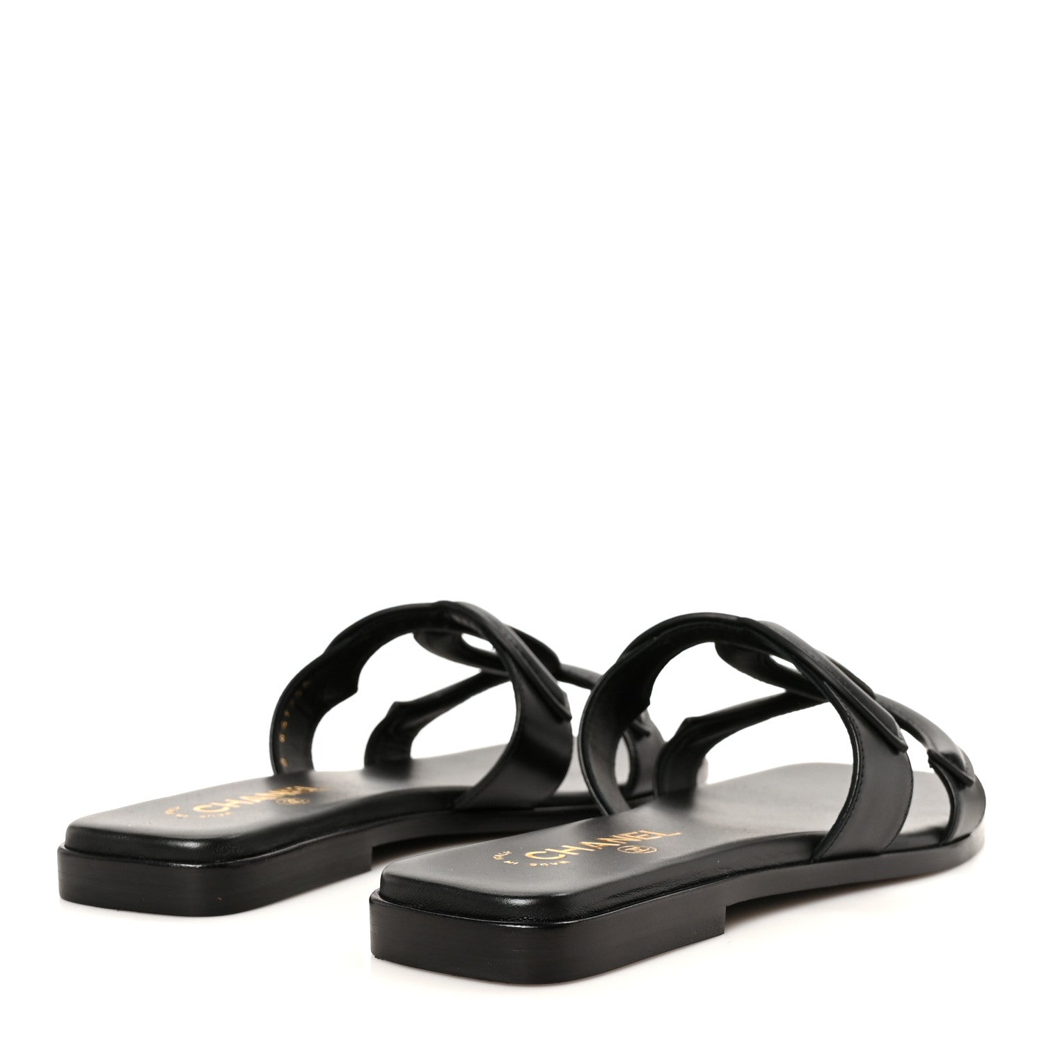 Chanel Lambskin CC Cut Out Mules Sandals 40 Black 5 of 10