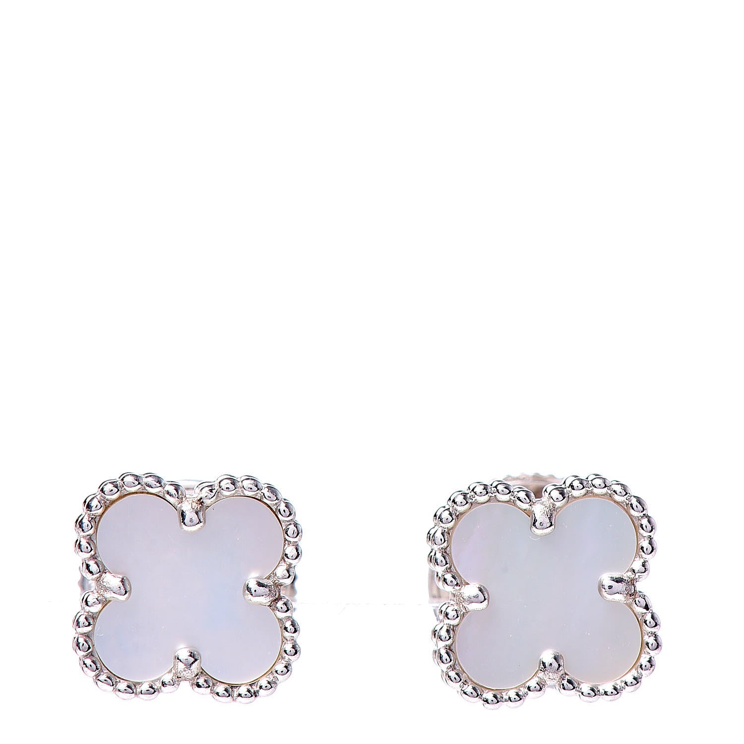 Van Cleef & Arpels 18K White Gold Mother of Pearl Sweet Alhambra Earrings 1 of 5
