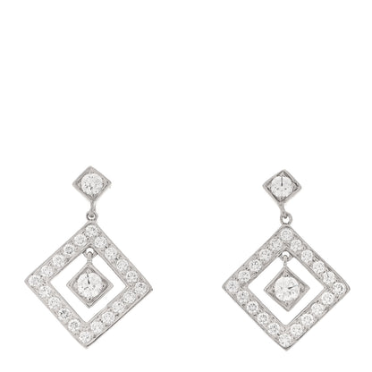 Tiffany Platinum Diamond Open Square Drop Earrings 1 of 5