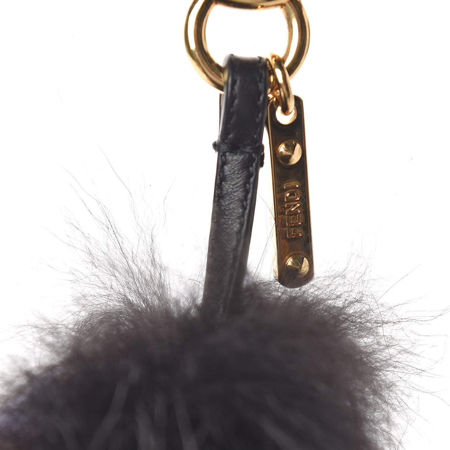 Fox Fur Calfskin Monster Bag Bug Cube Charm Black