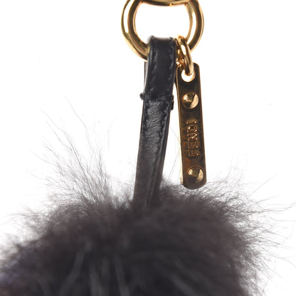 Fendi Fox Fur Calfskin Monster Bag Bug Cube Charm Black 3 of 3