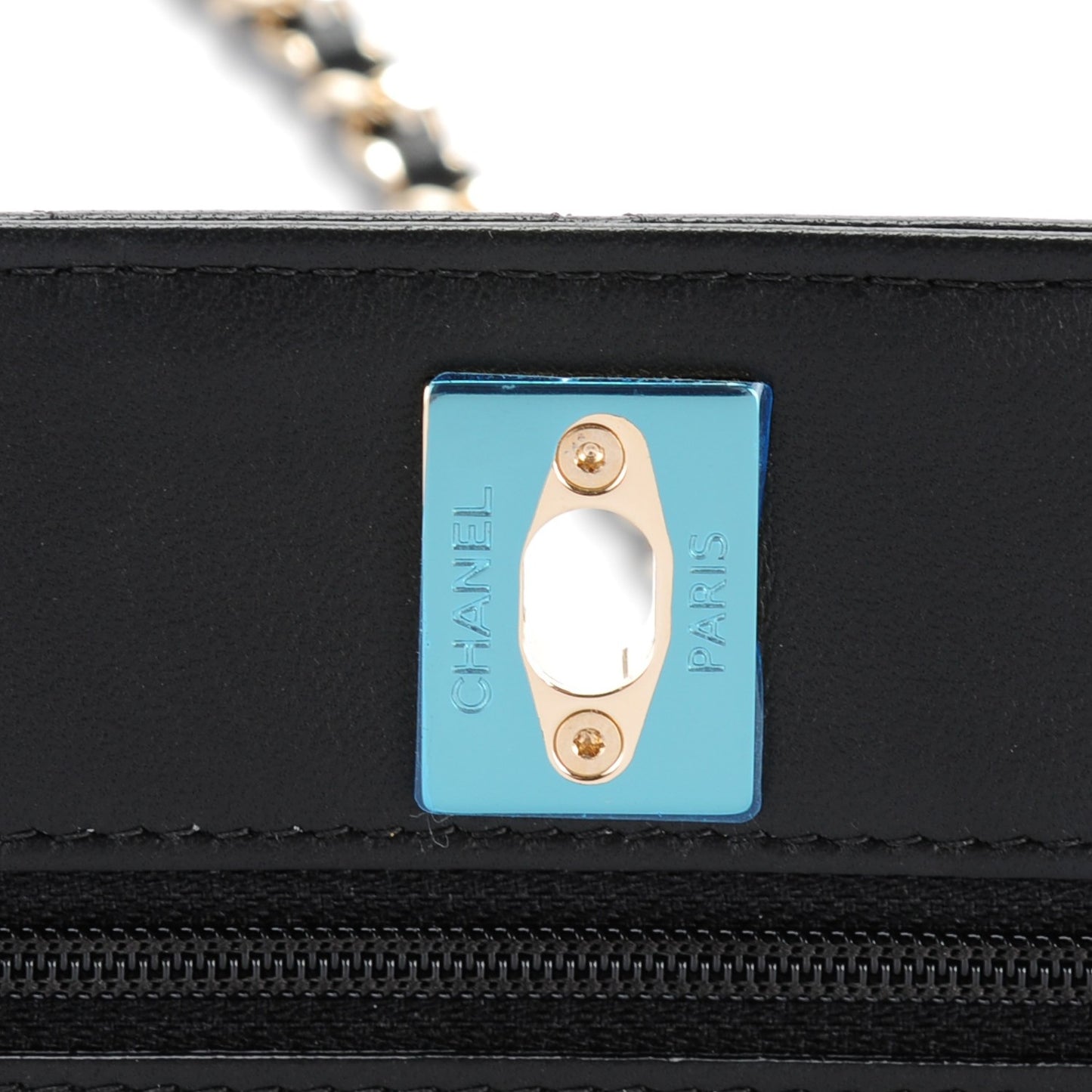 Lambskin Quilted Trendy CC Wallet On Chain WOC Black