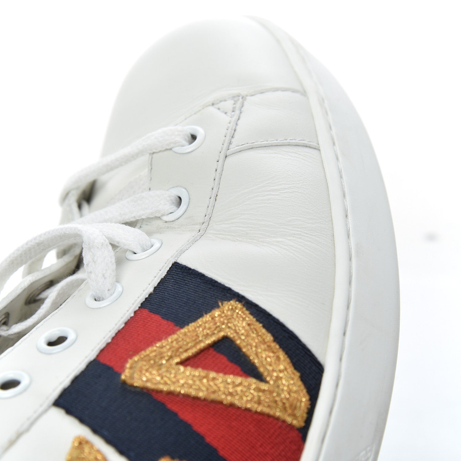 Gucci Calfskin Nappa Web LOVED Embroidered Mens Ace Sneakers 10 White Red Flame Notte 12 of 16
