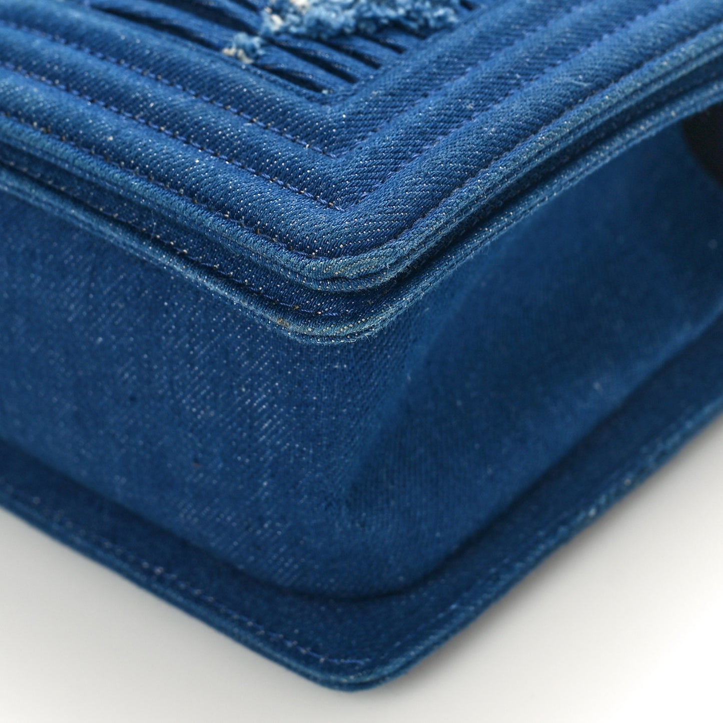 Denim Pleated Medium Boy Flap Light Blue