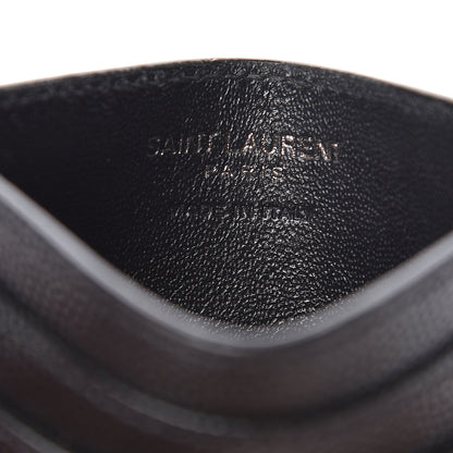 Saint Laurent Grain De Poudre Monogram Credit Card Case Black 6 of 9