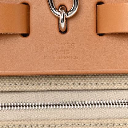 Hermes Military Toile Vache Hunter Horseshoe Herbag Zip Retourne 31 PM Beton Naturel 7 of 13