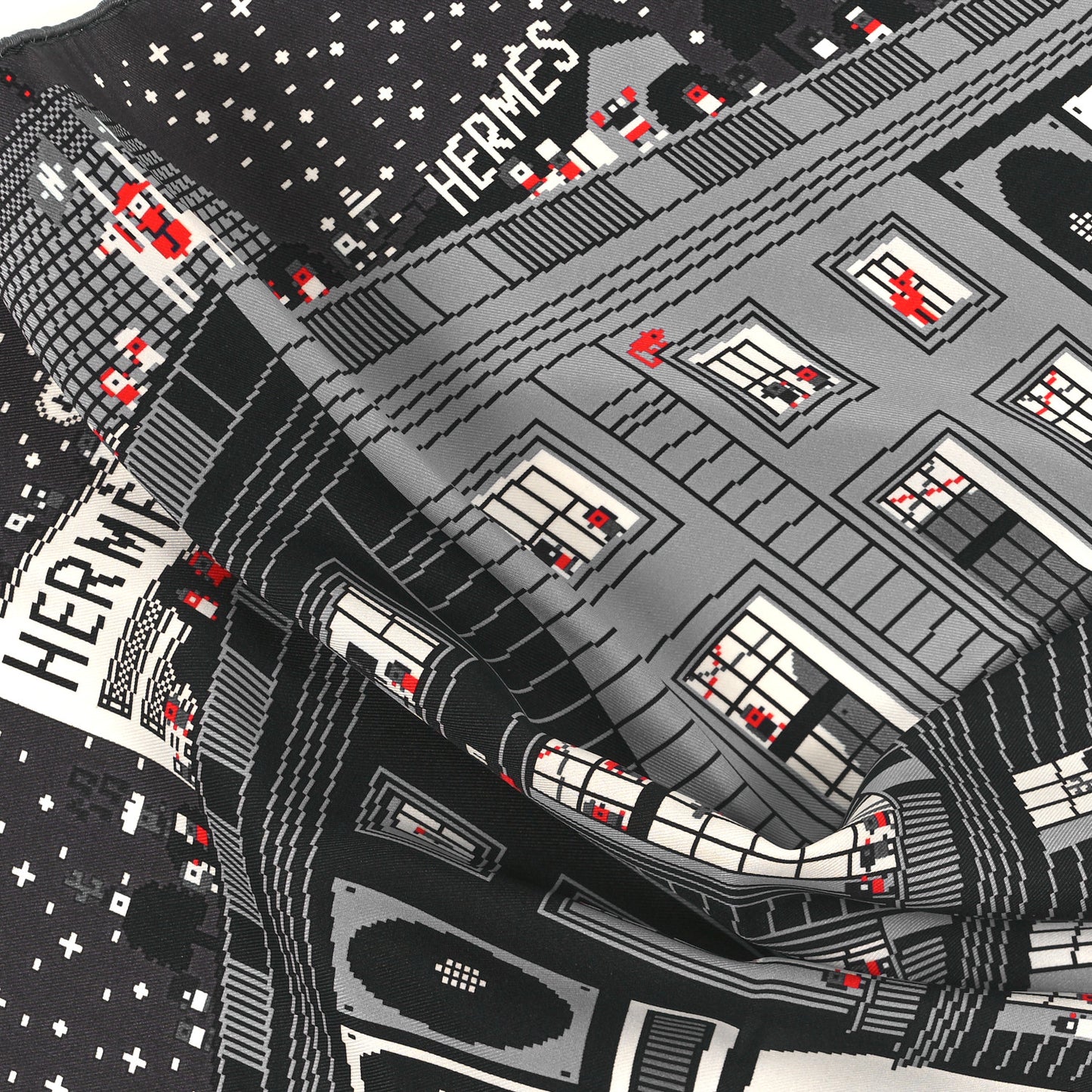 Silk Faubourg Party Scarf 45 Gris Clair Black Bleu