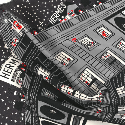 Hermes Silk Faubourg Party Scarf 45 Gris Clair Black Bleu 2 of 3