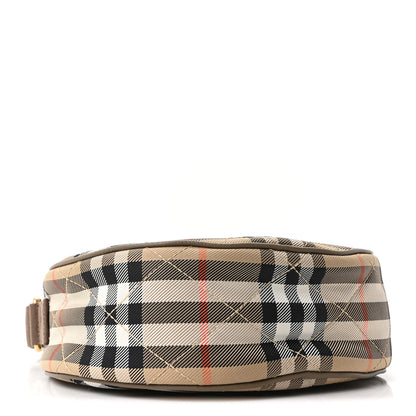 Burberry Nylon Check Horseshoe Crossbody Bag Sand Beige 4 of 9