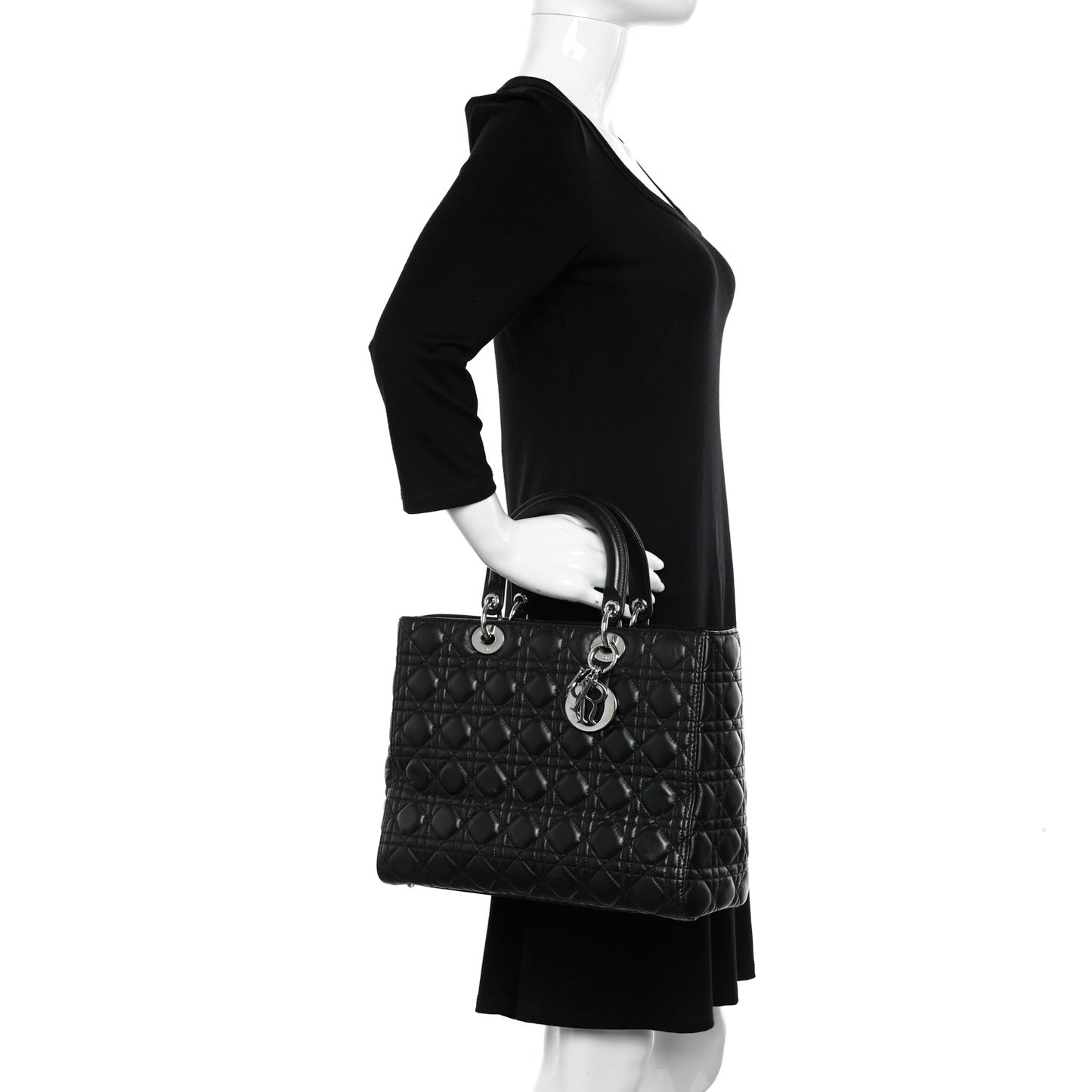 Lambskin Cannage Large Lady Dior Black