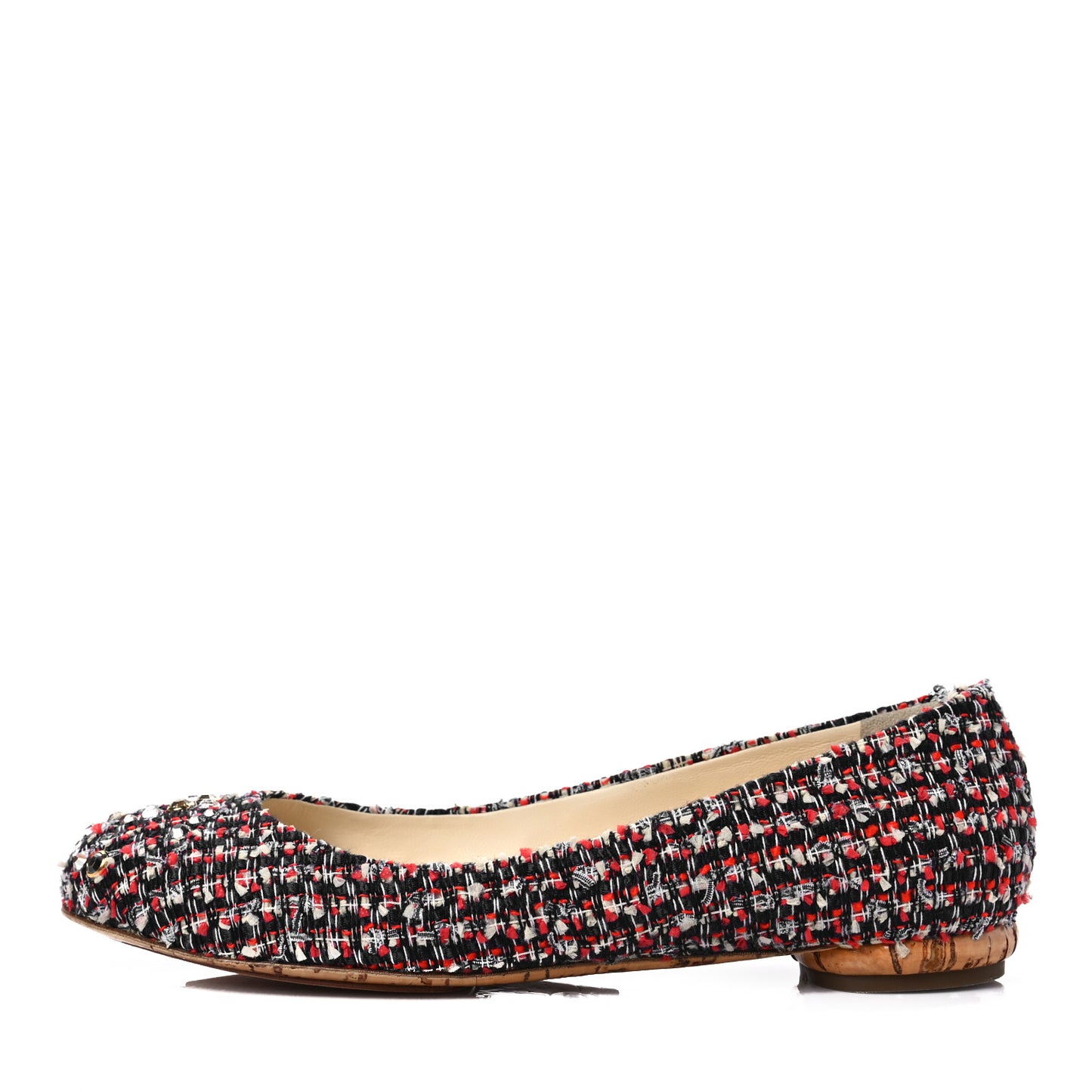 Tweed Crystal CC Ballerina Flats 38.5 Multicolor