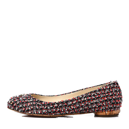 Chanel Tweed Crystal CC Ballerina Flats 38.5 Multicolor 1 of 8
