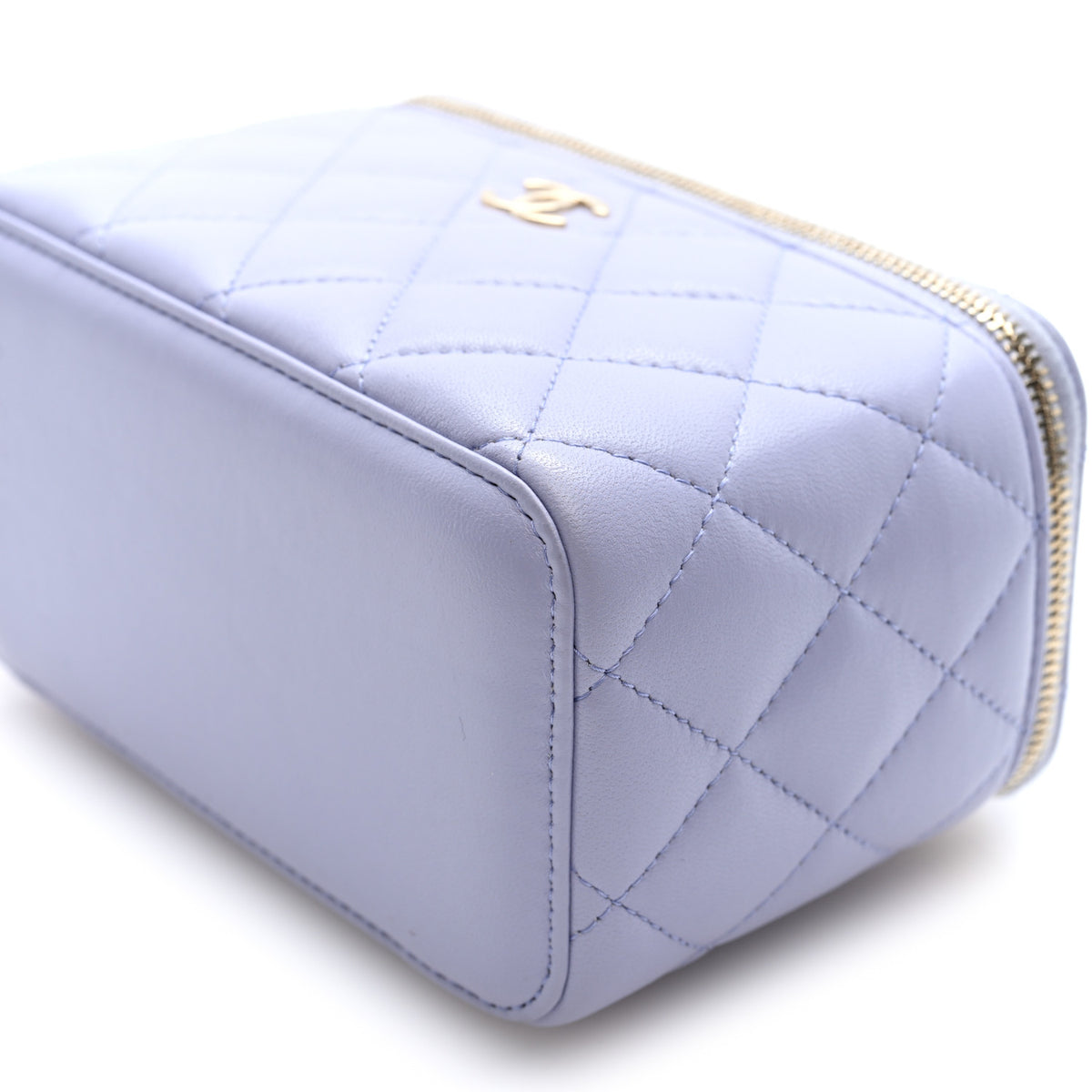 Chanel Lambskin Quilted Small Top Handle Vanity Case With Chain Light Purple 9 of 9