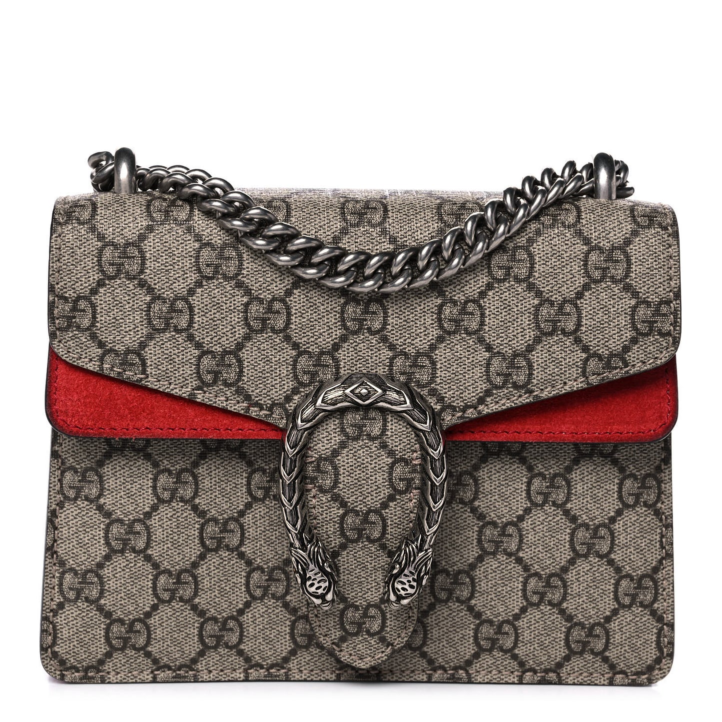 GG Supreme Monogram Mini Dionysus Shoulder Bag Hibiscus Red