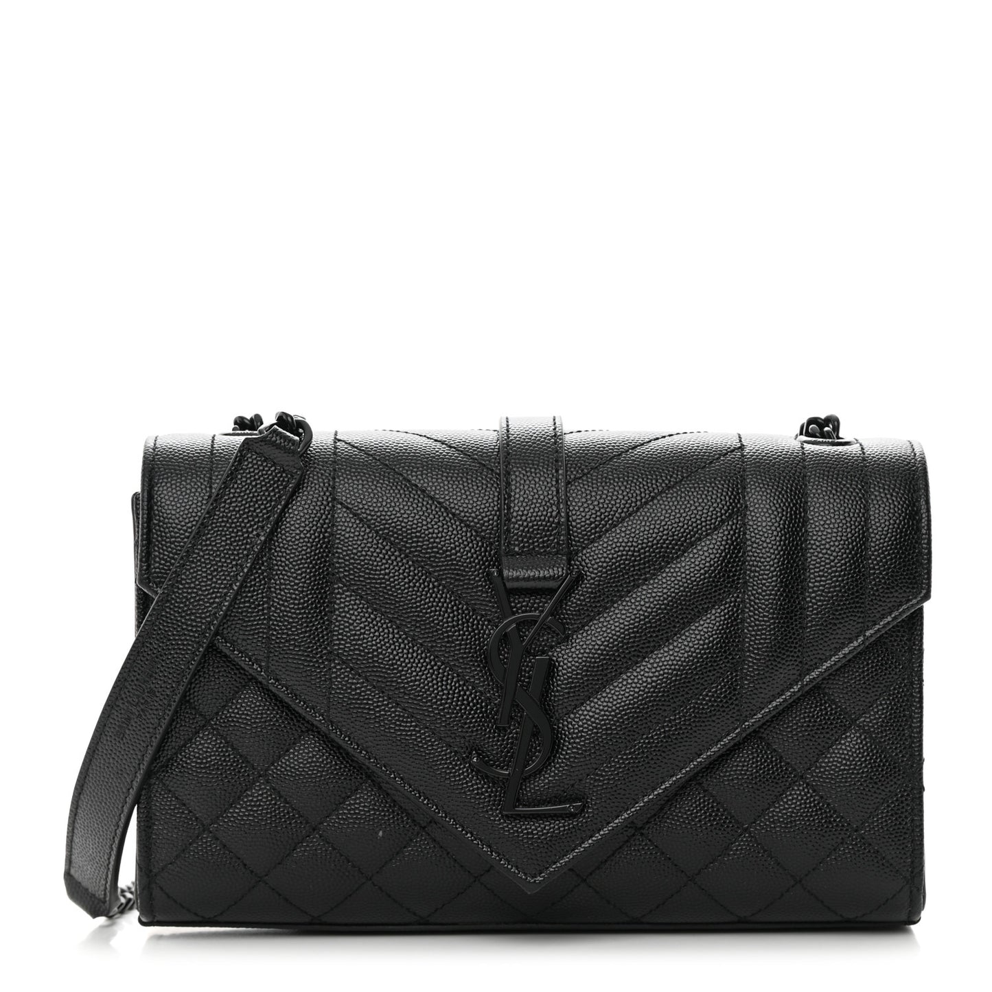 Grain De Poudre Textured Mixed Matelasse Triquilt Small Monogram Monochrome Satchel Black