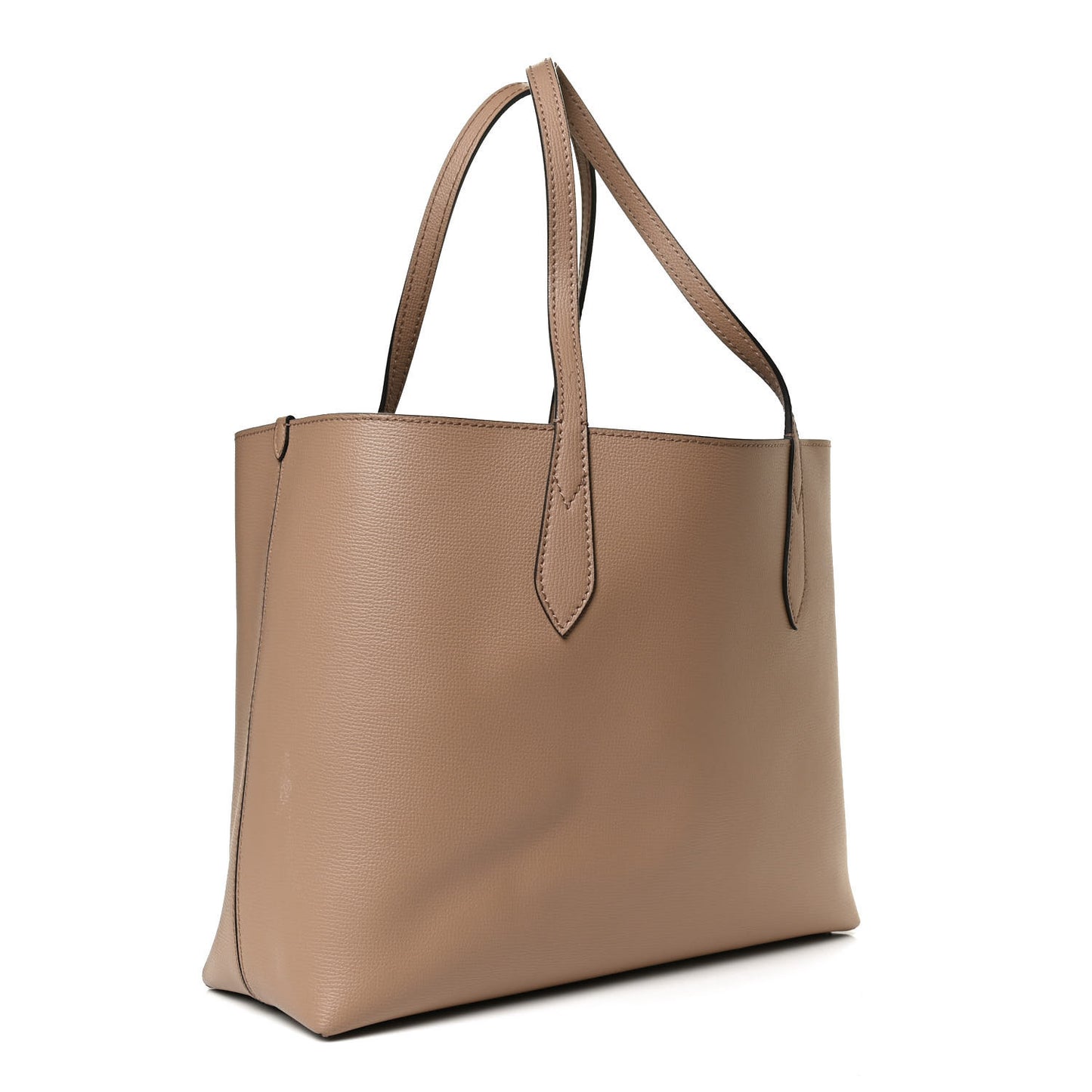 Grainy Calfskin Haymarket Check Medium Reversible Tote Camel