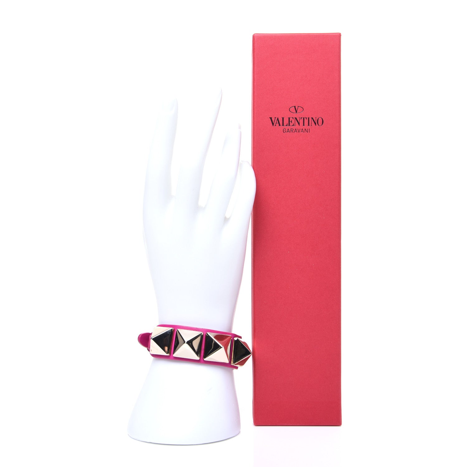 Valentino Garavani Calfskin Macro Rockstud Bracelet Pink 14 of 14