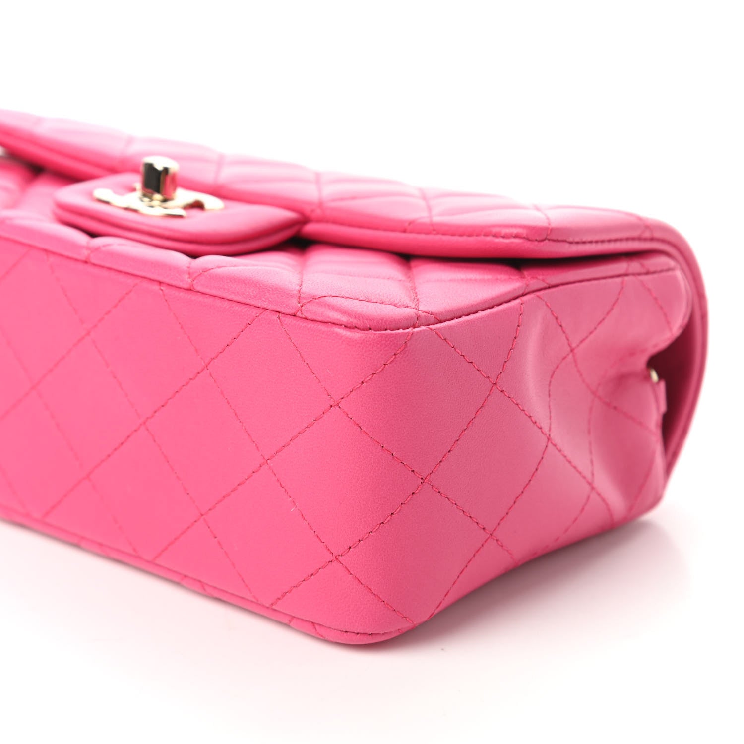 Chanel Lambskin Quilted Mini Rectangular Flap Dark Pink 7 of 11
