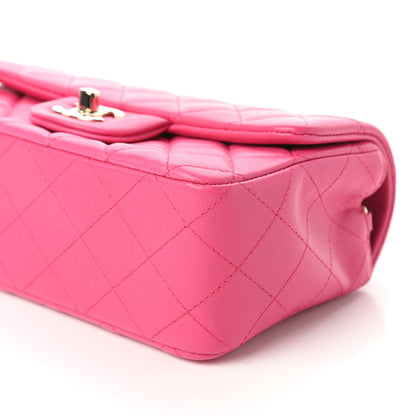 Chanel Lambskin Quilted Mini Rectangular Flap Dark Pink 7 of 11