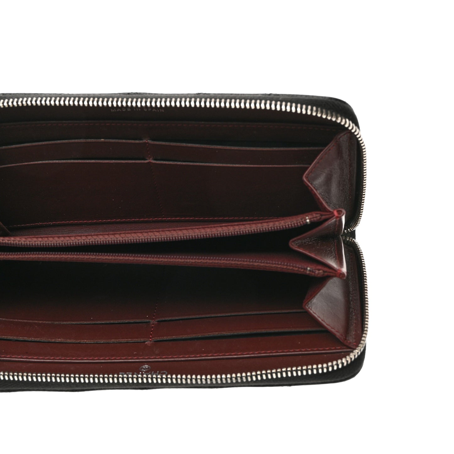 Caviar Quilted Large Gusset Zip Around Wallet Black