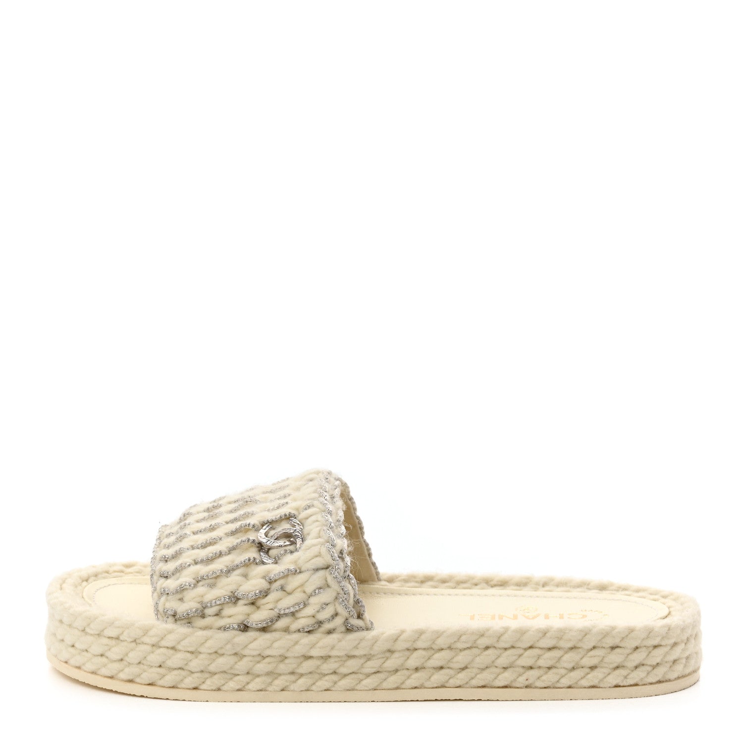 Chanel Braided Knit CC Mules 41 Ecru 1 of 7
