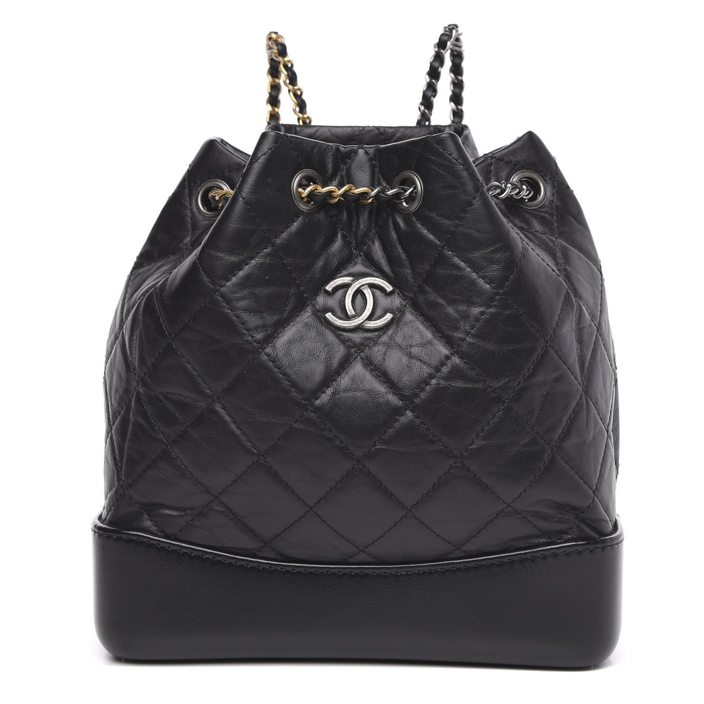 Aged Calfskin Quilted Small Gabrielle Backpack Black