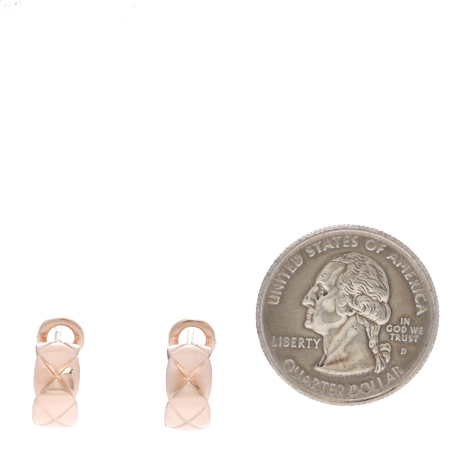 Chanel 18K Beige Gold Coco Crush Hoop Earrings 2 of 4