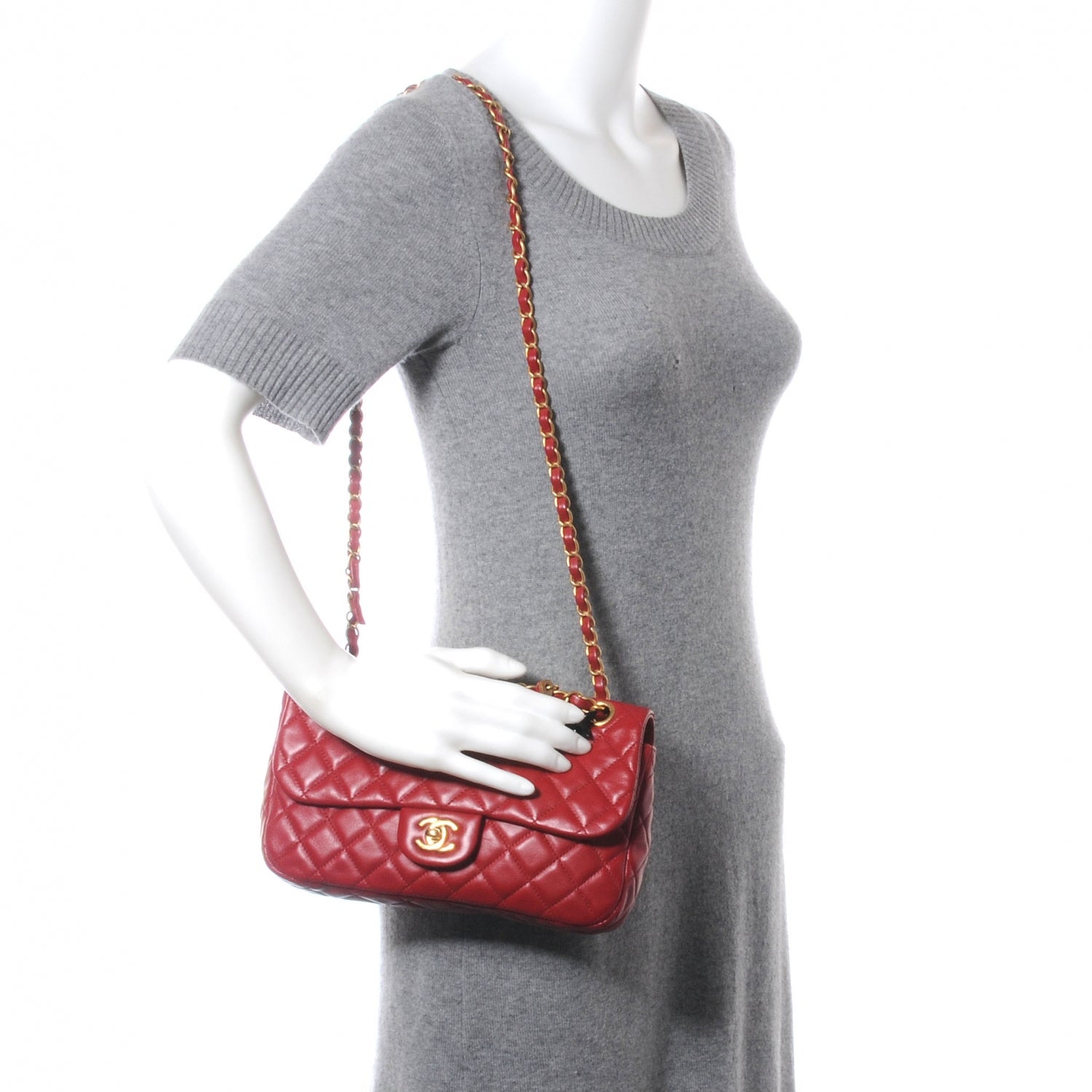 Chanel Lambskin Quilted Cruise Charm Medium Flap Red 2 of 9