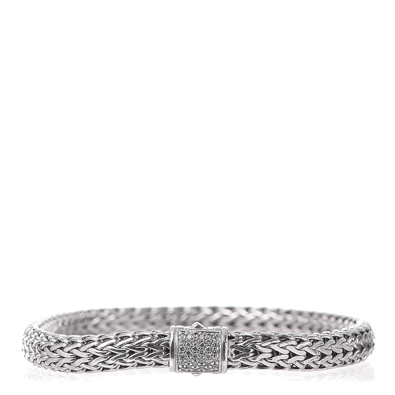 John Hardy Sterling Silver Diamond 6.5mm Classic Chain Bracelet 1 of 5