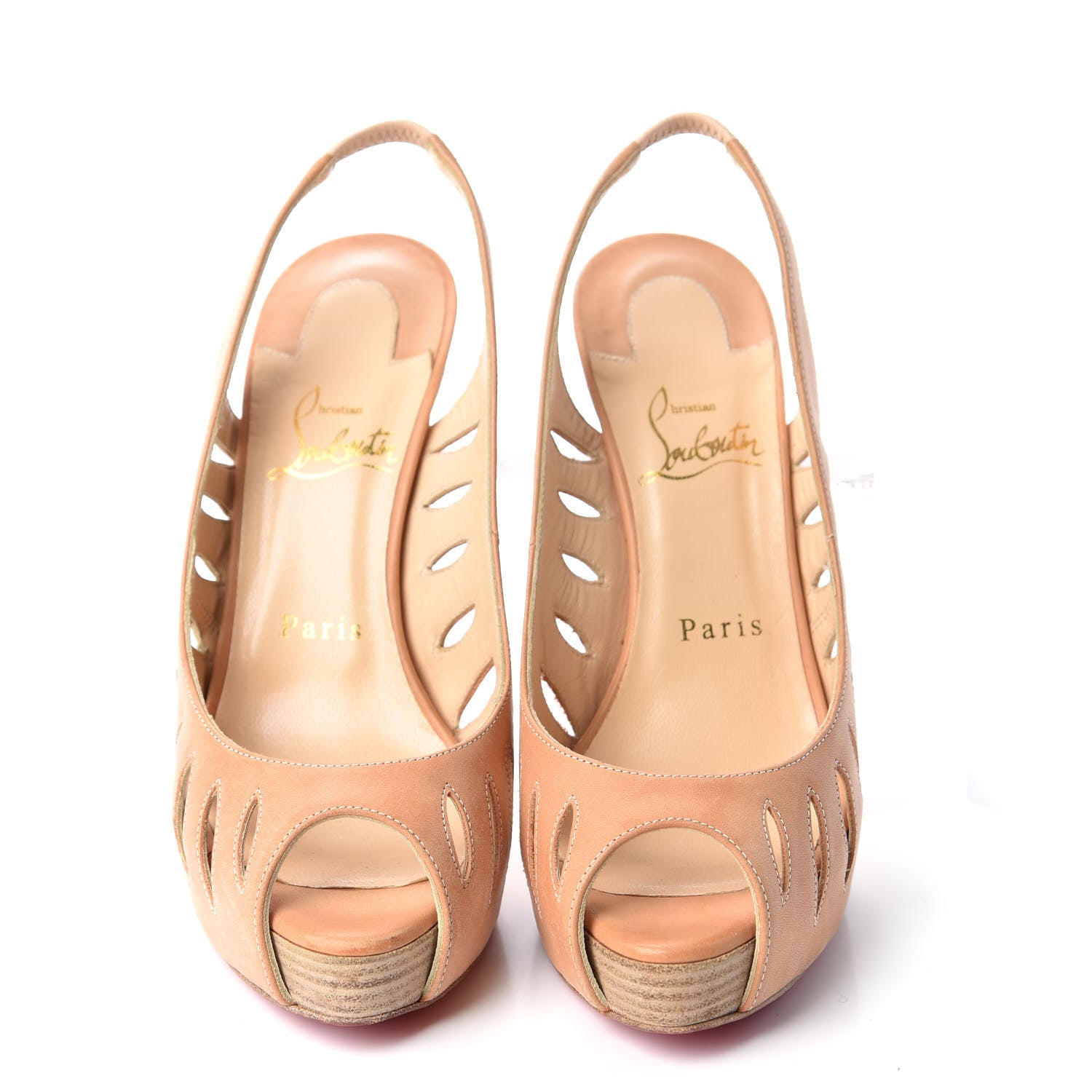 Christian Louboutin Calf Vegetale Griff Sling 120 Pumps 37 Natural Grezzo 5 of 9