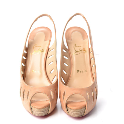 Christian Louboutin Calf Vegetale Griff Sling 120 Pumps 37 Natural Grezzo 5 of 9