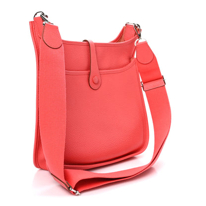 Hermes Taurillon Clemence EVELYNE III PM Rouge Pivoine 3 of 10