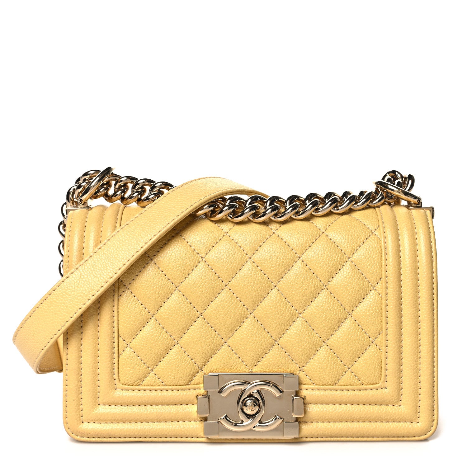 Chanel Caviar Quilted Small Boy Flap Yellow 1 of 11