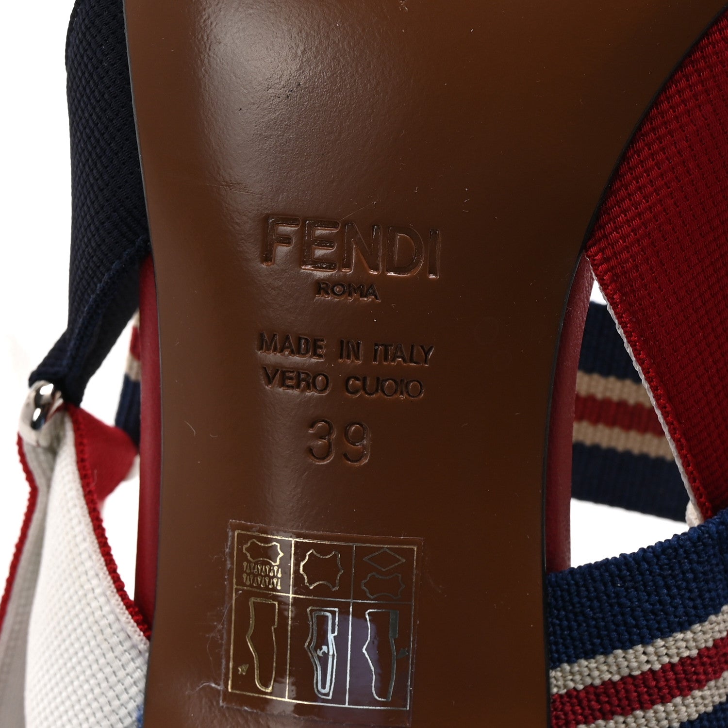 Fendi Technical Mesh FF Colibri 55mm Slingback Pumps 39 Tobacco Moro Zaffiro Ciliegia Rosso 7 of 9