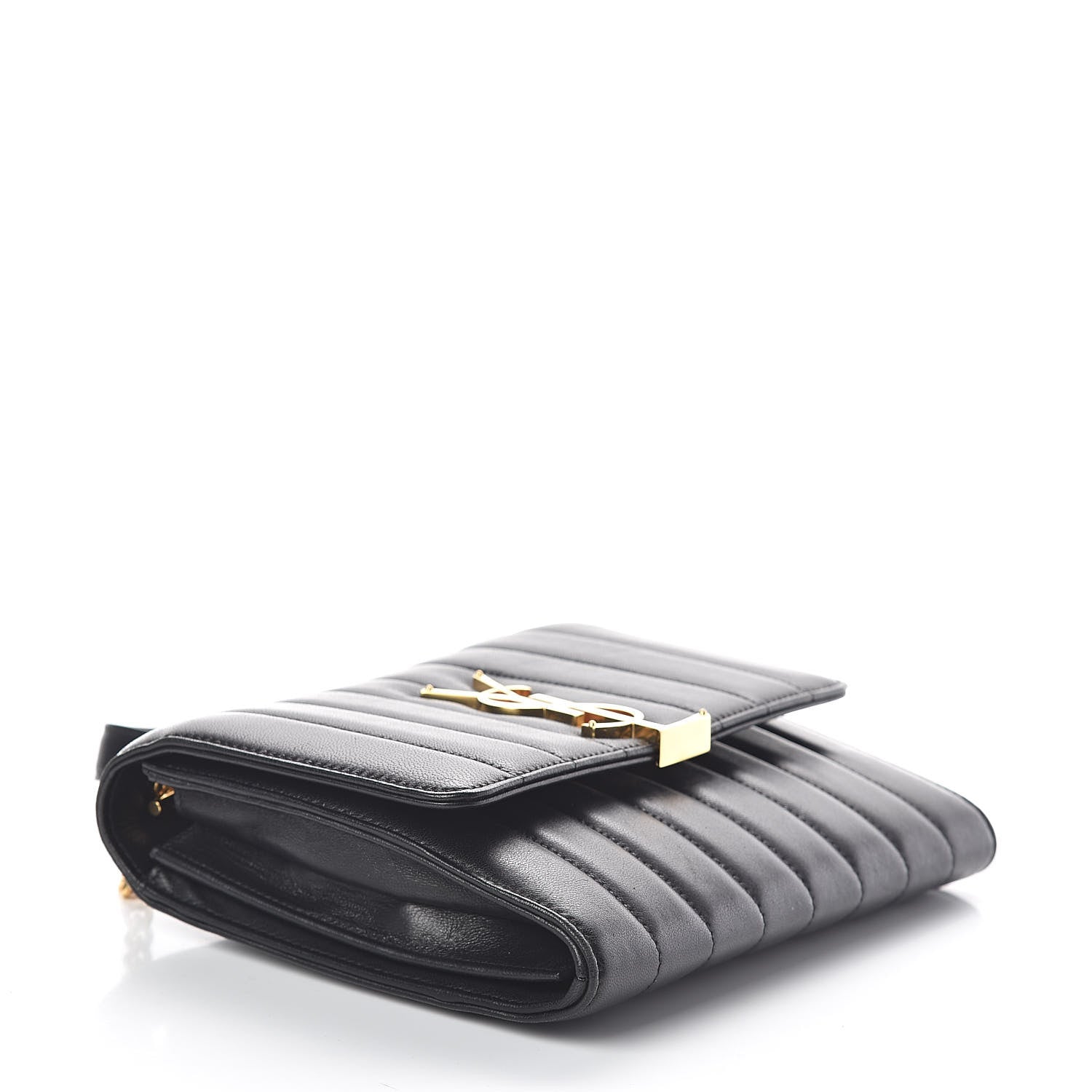 Saint Laurent Lambskin Matelasse Monogram Vicky Chain Wallet Black 4 of 10