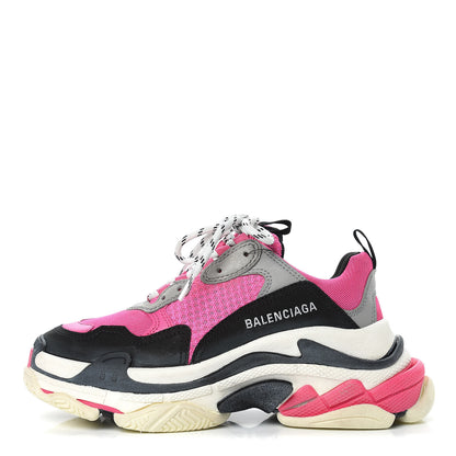 Balenciaga Fabric Mesh Womens Triple S Sneakers 37 Fluo Pink Grey White 1 of 7