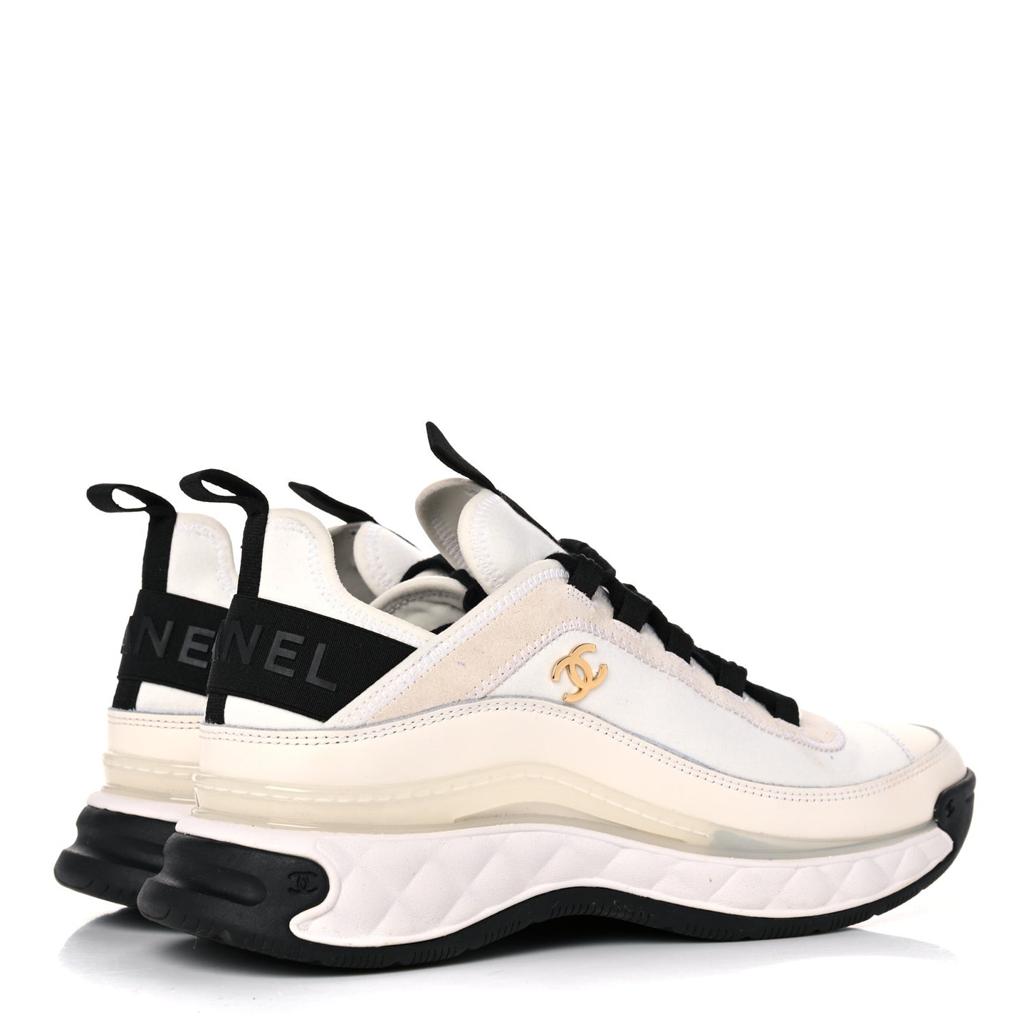 Velvet Calfskin Mixed Fibers CC Sneakers 39 Ivory Black
