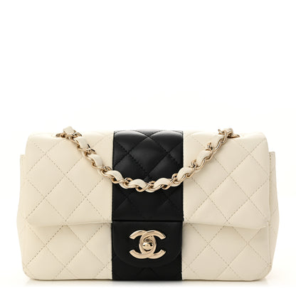 Chanel Lambskin Quilted Mini Rectangular Flap White Black 1 of 10