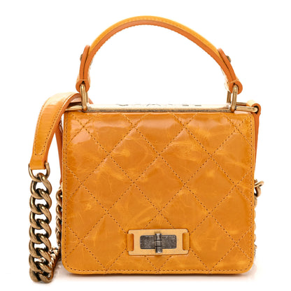 Chanel Glazed Calfskin Quilted Small Rita Top Handle Flap Yellow 1 of 11